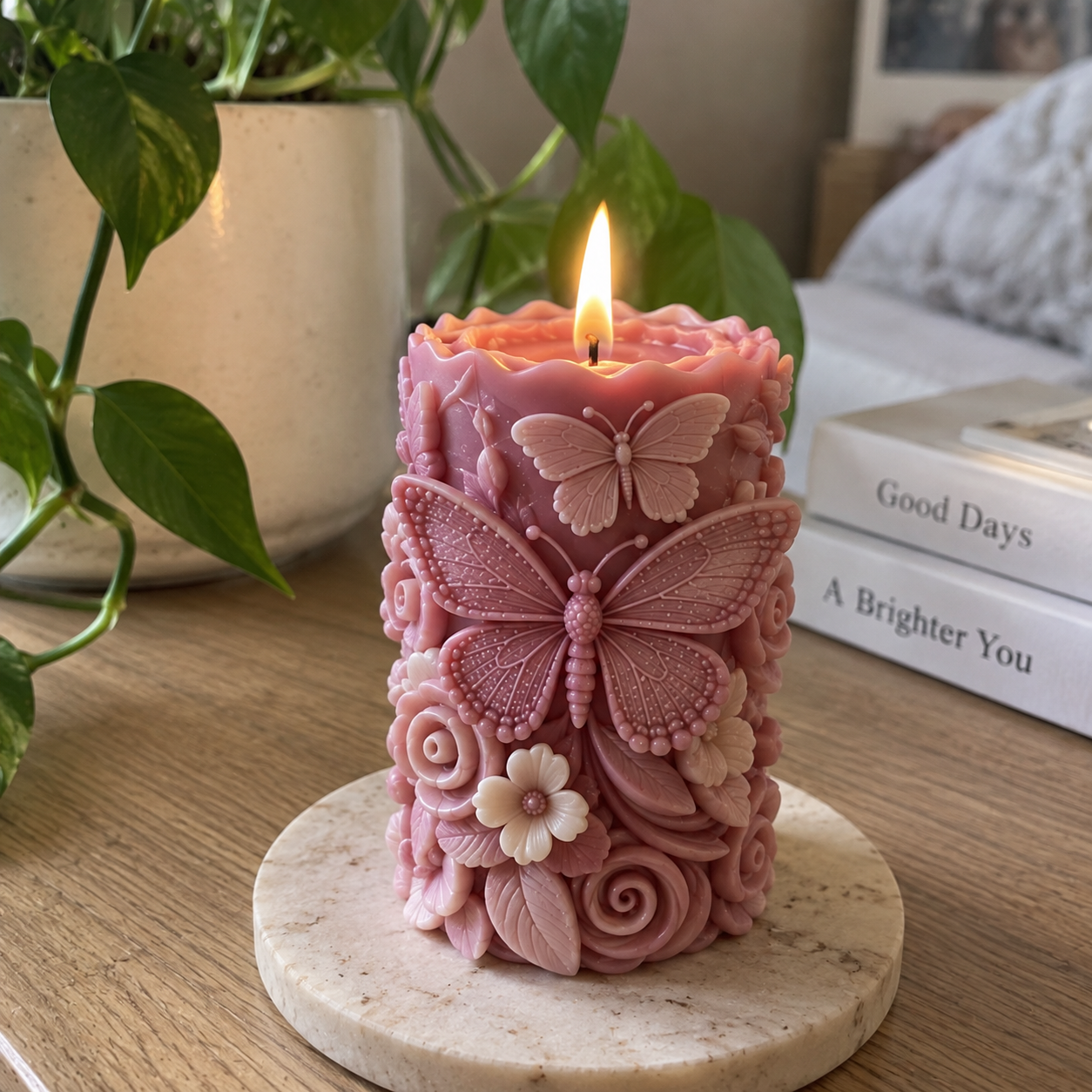 Butterfly Flower Candle made by Olivia