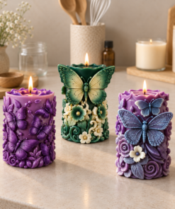Butterfly & Flower Design Candle Mold